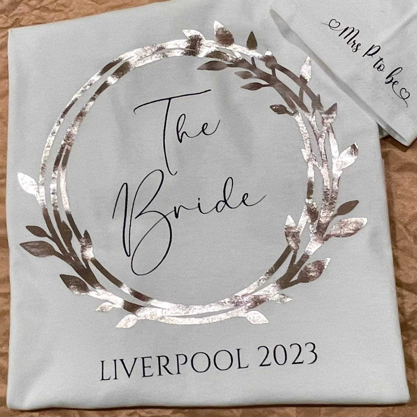 Hen Party Tshirts Metallic Rose Gold Wreath