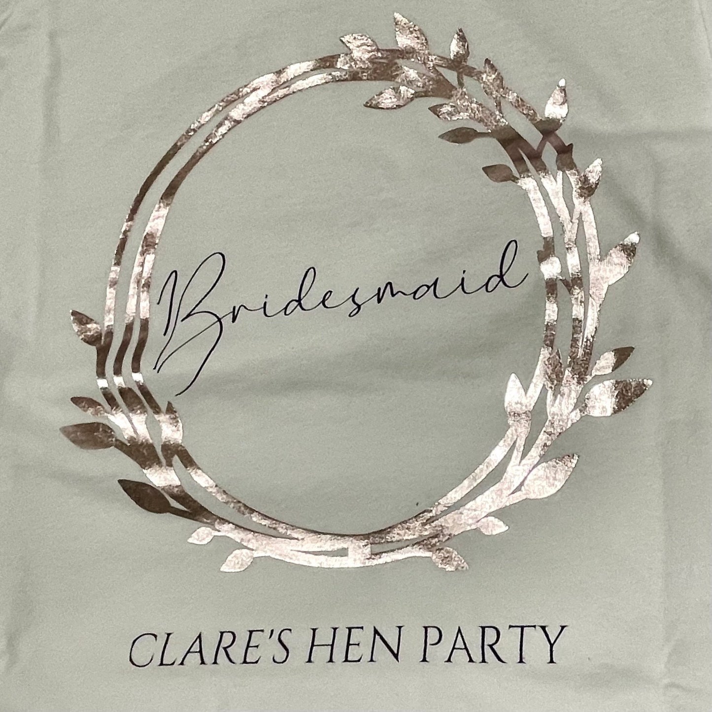 Hen Party Tshirts Metallic Rose Gold Wreath